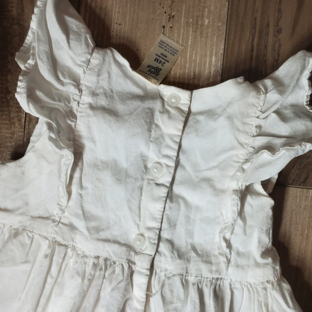 baby B'gosh Size 24m White Tiered Ruffle 100% Cotton Toddler Girl Dress NWOT